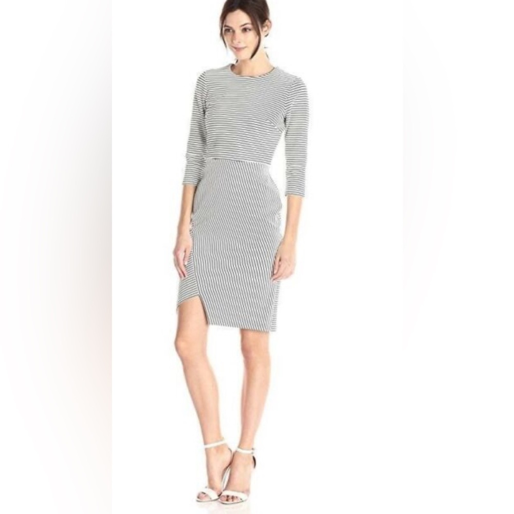 Calvin Klein White and Black Striped Dress